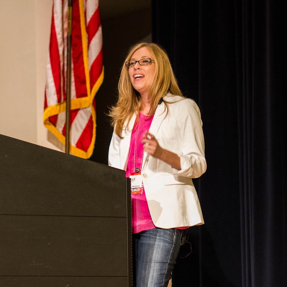 Julie speaking at Web Afternoon Conference. Photo by Nate Croft